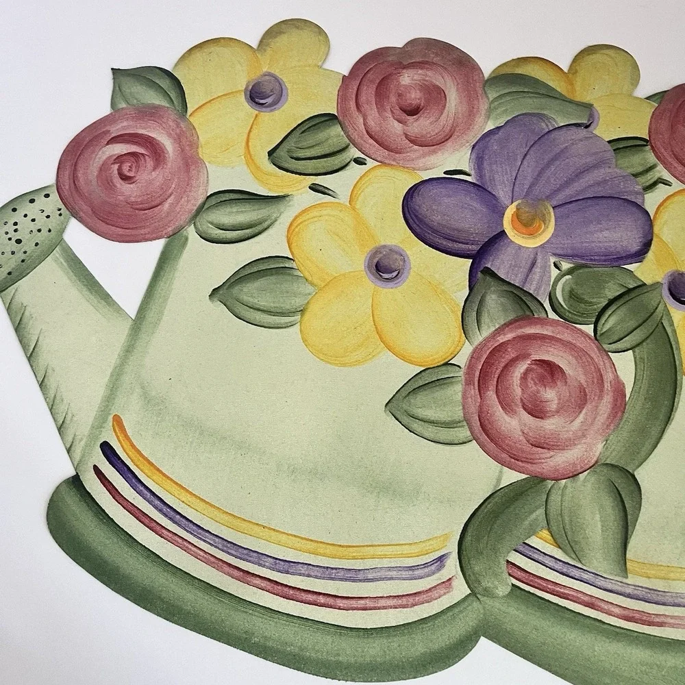 2002 Carole Shiber set 6 Artabilities handpainted vinyl placemats watering can